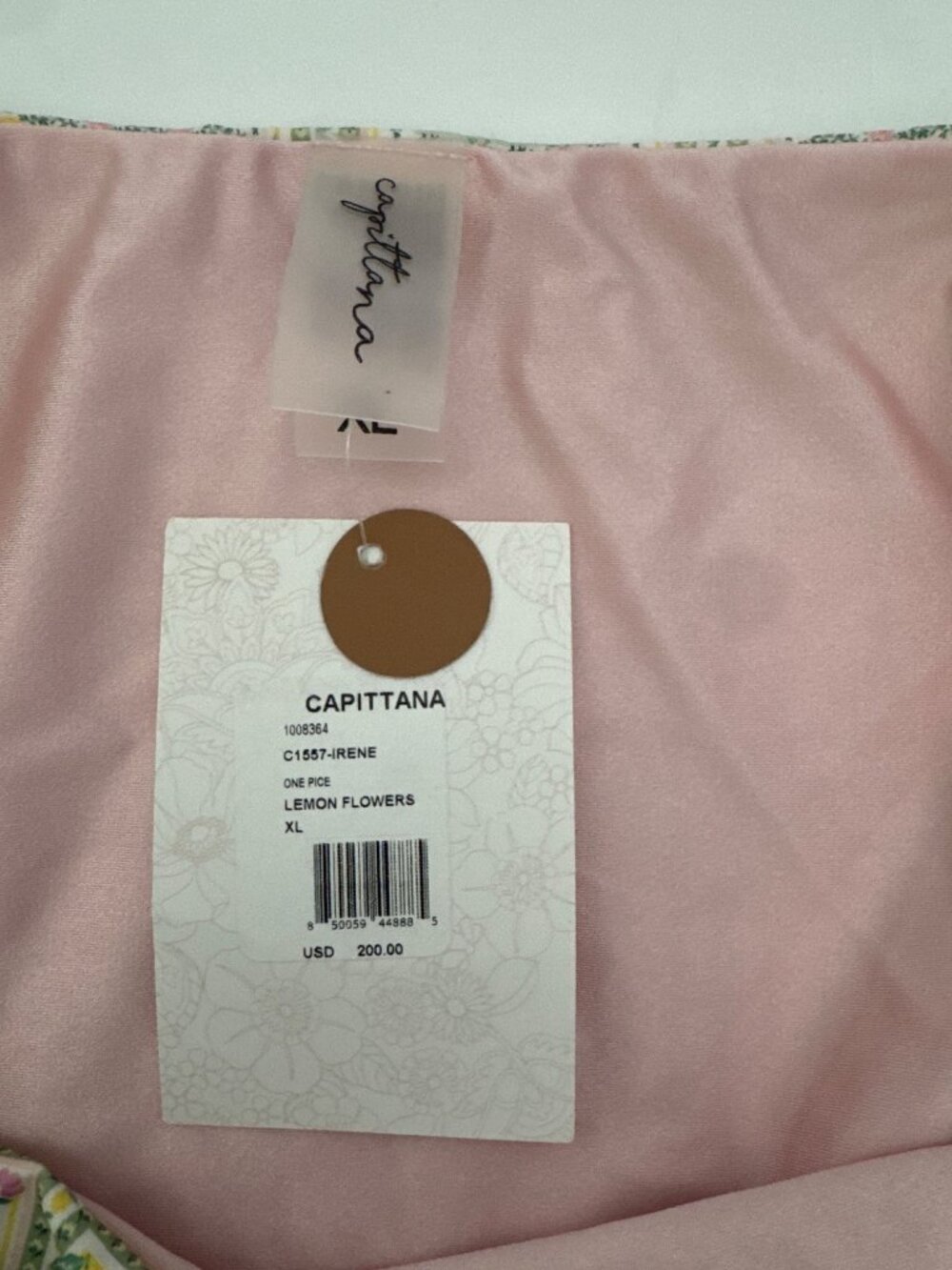 NWT Capittana Irene Reversible One Piece Swimsuit Lemon Flowers Womens Size XL - Picture 9 of 10